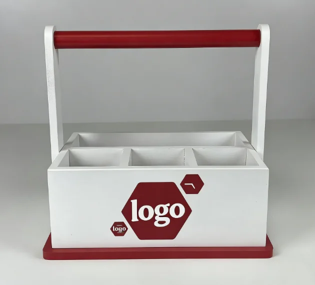 Custom Wooden Condiment Caddy | Portable Utensil & Napkin Organizer for Bar, Restaurant & Home